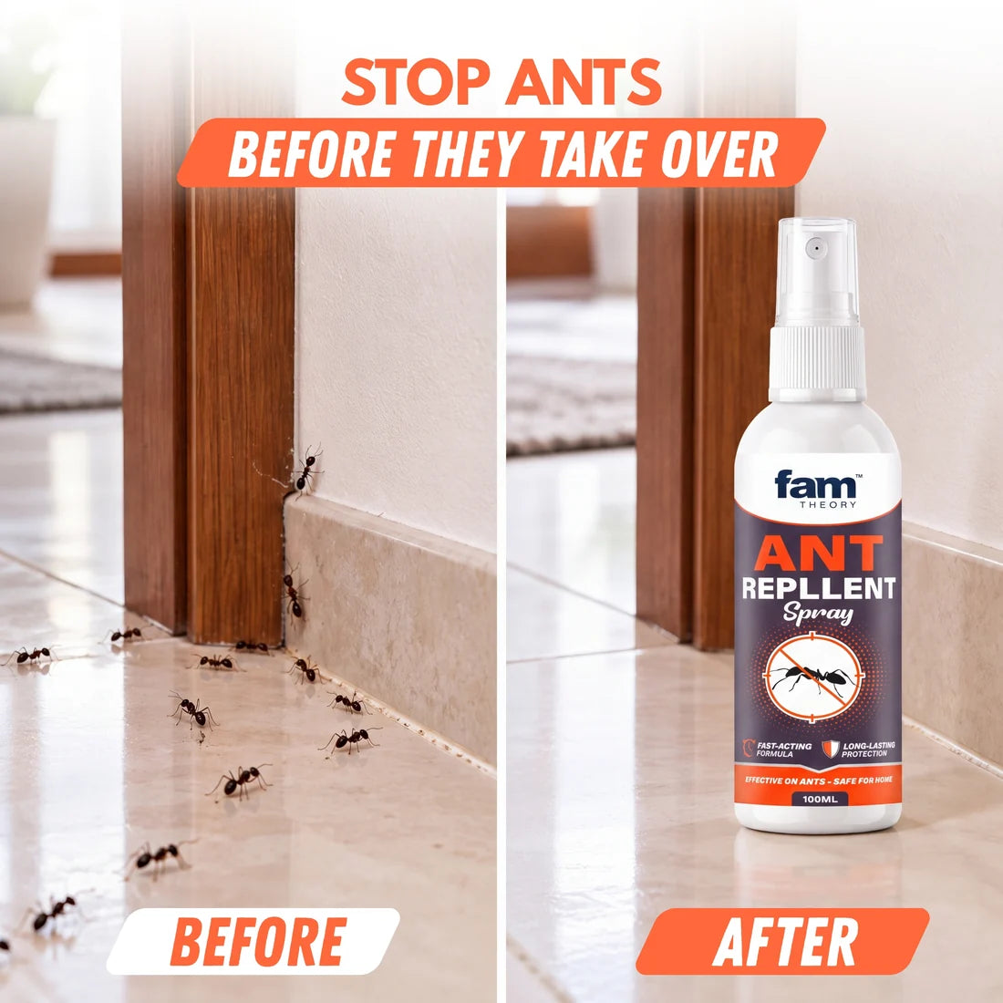 🐜🚫 FamTheory Ant Repellent Spray – 100ML 🌿✨🔥 BUY 1 GET 2 FREE @ JUST ₹599! 🔥