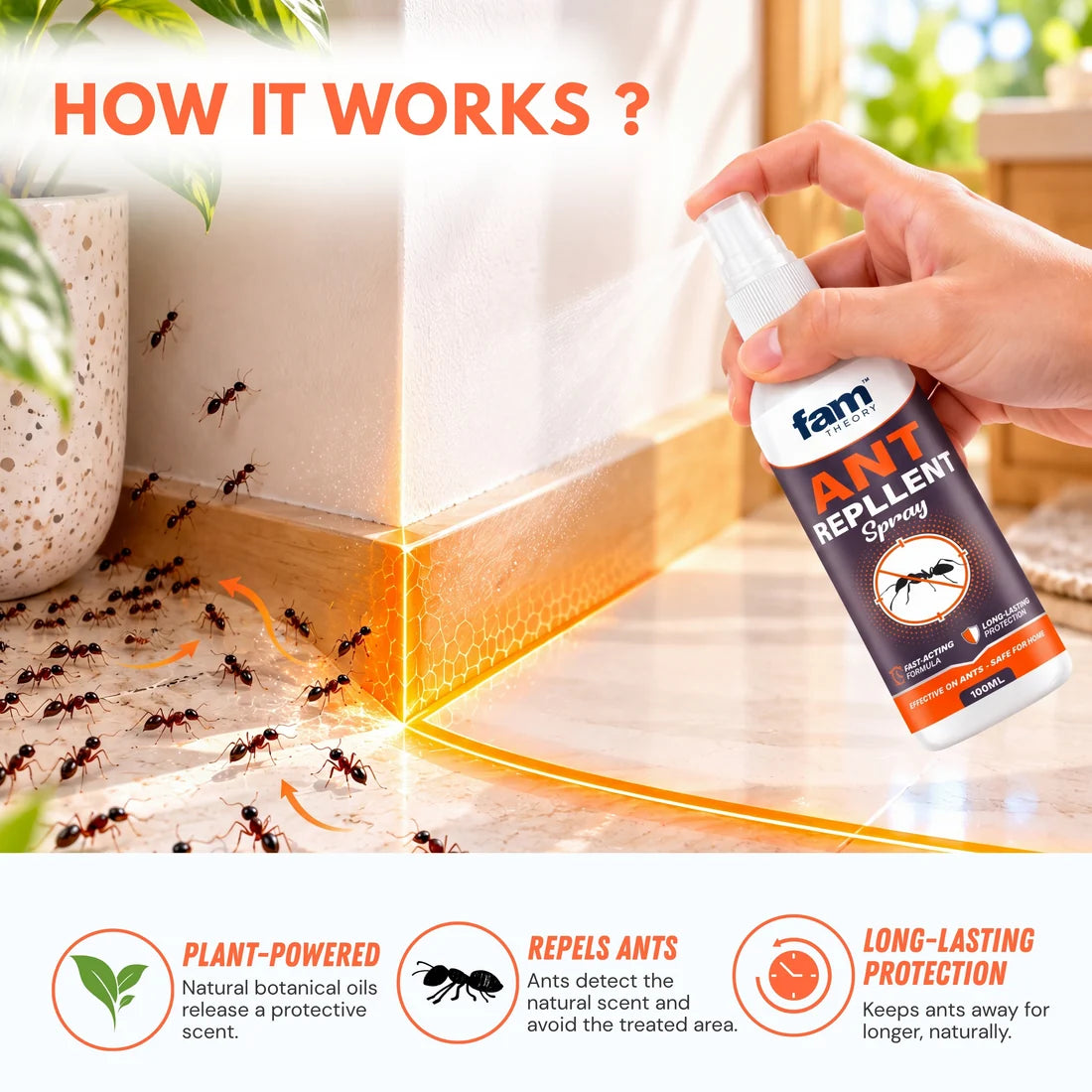 🐜🚫 FamTheory Ant Repellent Spray – 100ML 🌿✨🔥 BUY 1 GET 2 FREE @ JUST ₹599! 🔥