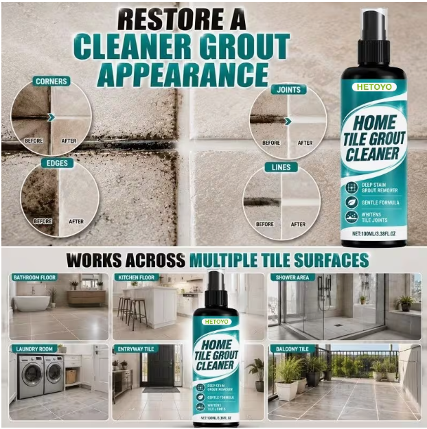 Bathroom Tile Stain Cleaner - Floor Tile Cleaner, Bathroom Floor Scale Remover, Toilet Floor Descaling Strong Stain Remover, Tile Grout Stain Treatment Liquid