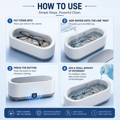 Ultrasonic Cleaner High Frequency Household Mini Portable Ultrasonic Vibration Cleaning Machine