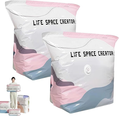 No Pump 3D Vacuum Storage Bags, Vacuum Pack Bags for Clothes 3-Sec Fast Compression, Pump Free Vacuum Storage Bag 3D, Vacuums Pack Bag for Clothes, Duvet Travel and Home