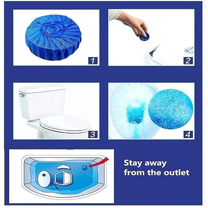 Automatic Toilet Bowl Cleaner Tablets (Pack of 10), Bathroom Toilet Tank Cleaner, Toilet Blue Clean Bubbles, Long-Lasting, Mild Lemon Scent, Fresh Air and No Pungent Odor