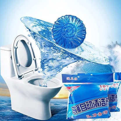 Automatic Toilet Bowl Cleaner Tablets (Pack of 10), Bathroom Toilet Tank Cleaner, Toilet Blue Clean Bubbles, Long-Lasting, Mild Lemon Scent, Fresh Air and No Pungent Odor